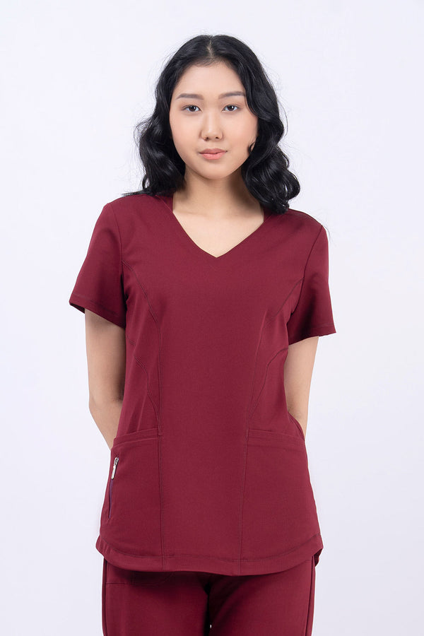 Zip Pocket V-Neck Scrub Top WAT02 Amecopain Global